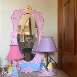A princess mirror and two princess lamps